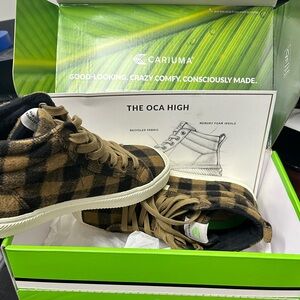 Cariuma Brown and Black Checkered High-Tops